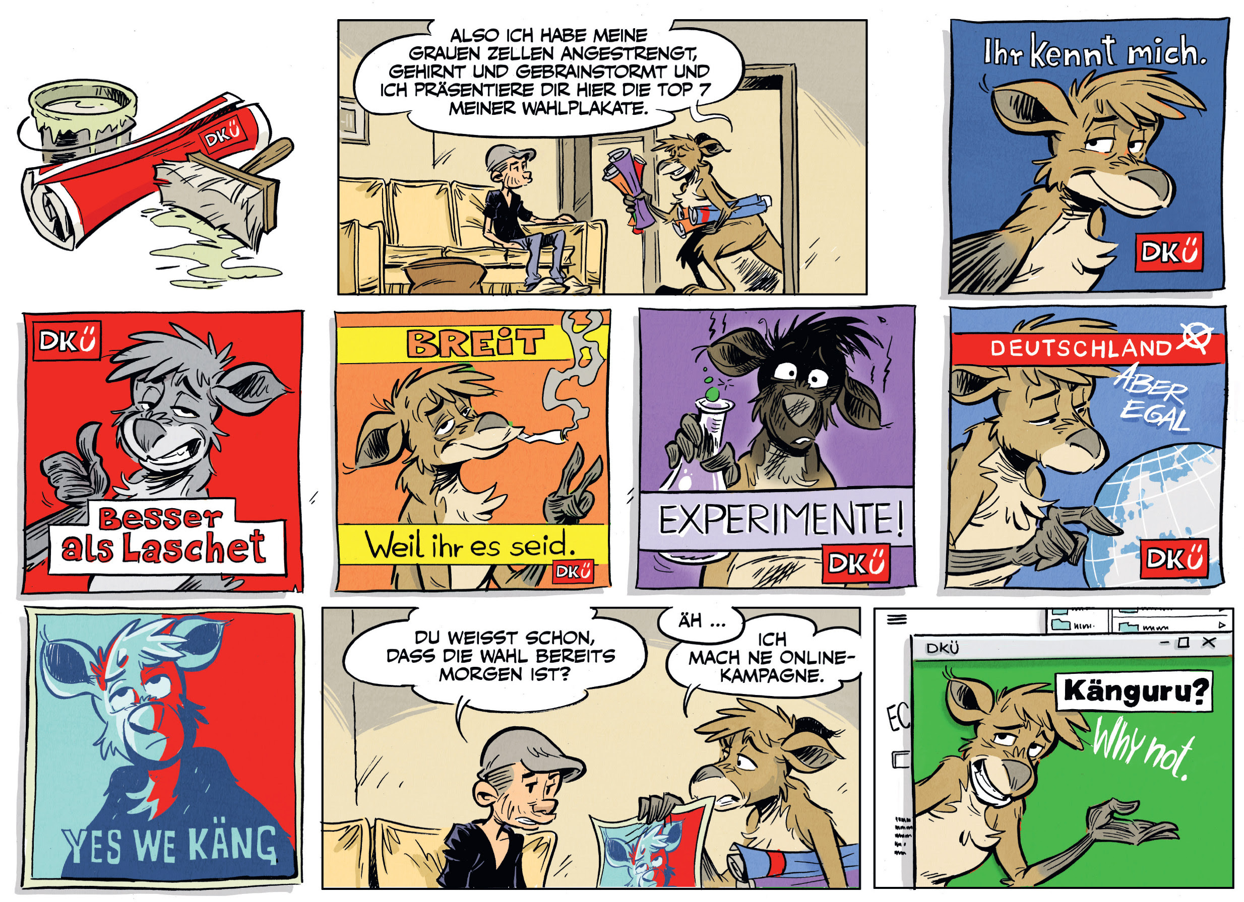 Die Känguru-Comics von Bernd Kissel und Marc-Uwe Kling: Sonntagsstrip farbig: Wahlplakate