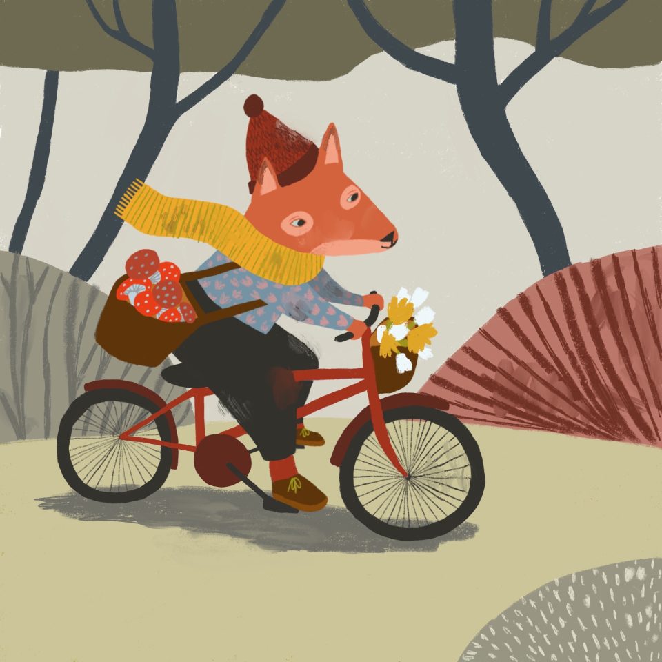 Fox on bike
