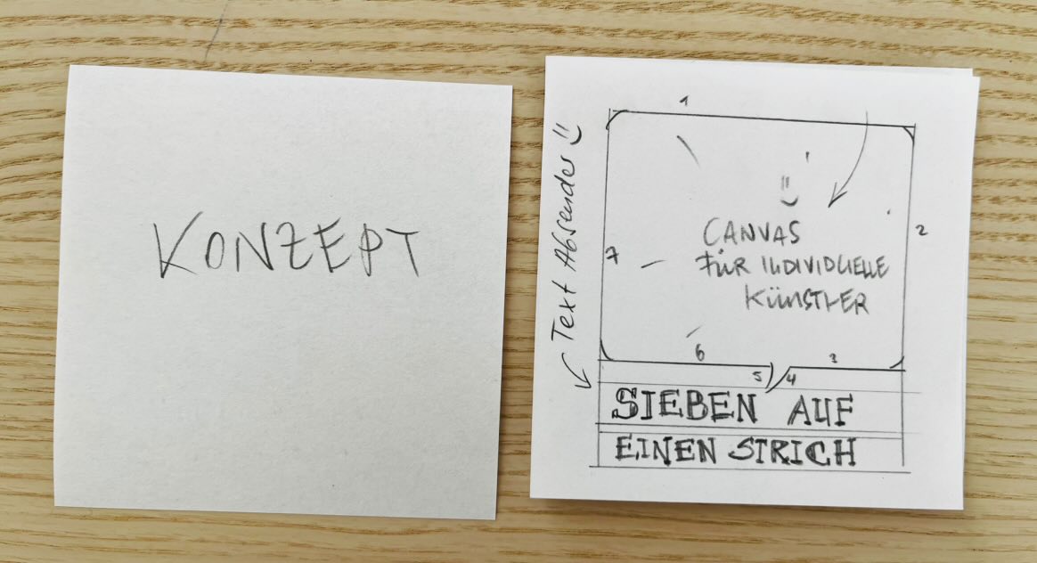 Roman Holland Designskizzen für Sieben auf einen Strich