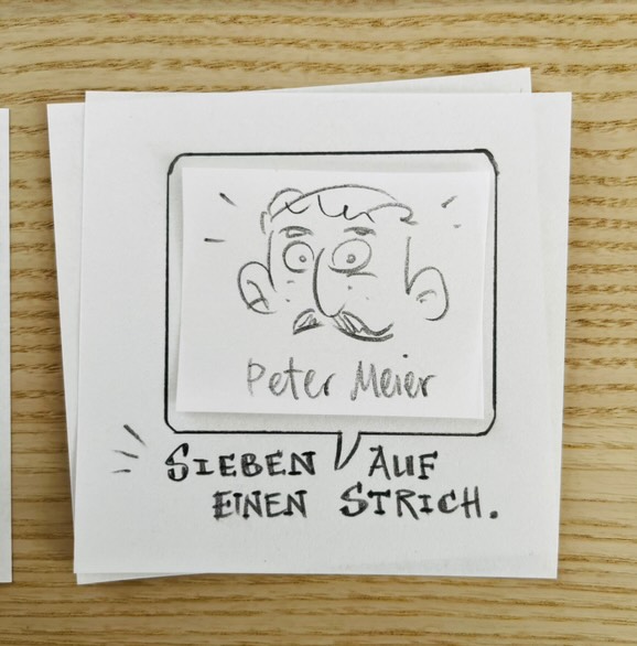 Roman Holland Designskizzen für Sieben auf einen Strich